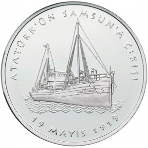 ATATÜRK'ÜN SAMSUN'A ÇIKIŞININ 100.YILI 2019, DARPHANE HATIRA GÜMÜŞ PARA, SERTİFİKALI  ATATÜRK'ÜN SAMSUN'A ÇIKIŞININ 100.YILI 2019, DARPHANE HATIRA GÜMÜŞ PARA, SERTİFİKALI