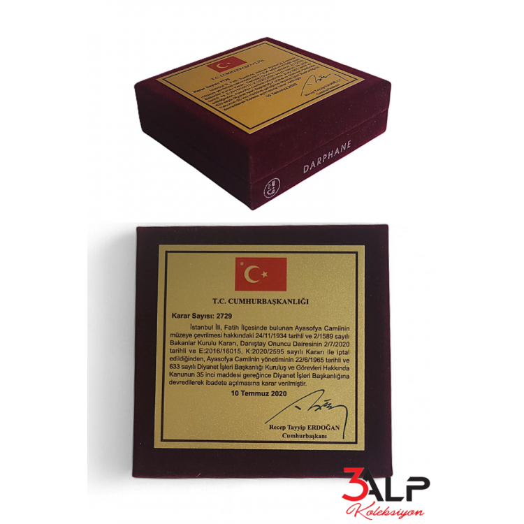 Ayasofya-i Kebir Camii Şerifi Bronz Kutulu ve Sertifikalı Ayasofya-i Kebir Camii Şerifi Bronz Kutulu ve Sertifikalı