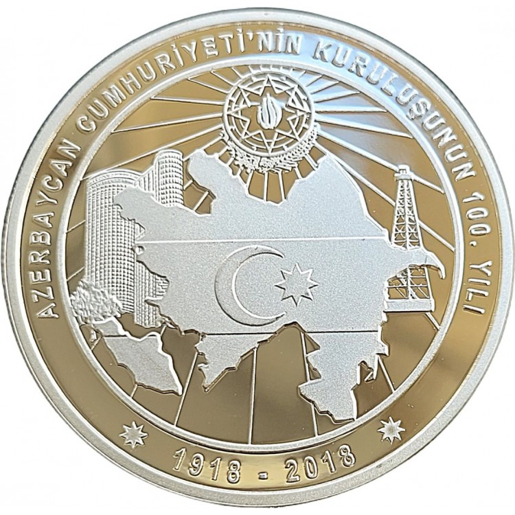 AZERBAYCAN CUMHURİYETİ’NİN KURULUŞUNUN 100. YILI 2018 GÜMÜŞ HATIRA PARASI SERTİFİKALI – 3Alp Koleksiyon Azerbaycan Cumhuriyeti 100 yıl 2018 darphane gümüş hatıra para sertifikalı görseli – 3Alp Koleksiyon