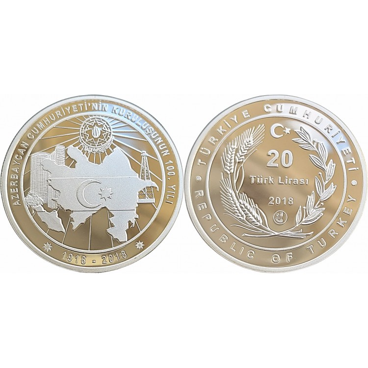 AZERBAYCAN CUMHURİYETİ’NİN KURULUŞUNUN 100. YILI 2018 GÜMÜŞ HATIRA PARASI SERTİFİKALI – 3Alp Koleksiyon Azerbaycan Cumhuriyeti 100 yıl 2018 darphane gümüş hatıra para sertifikalı görseli – 3Alp Koleksiyon