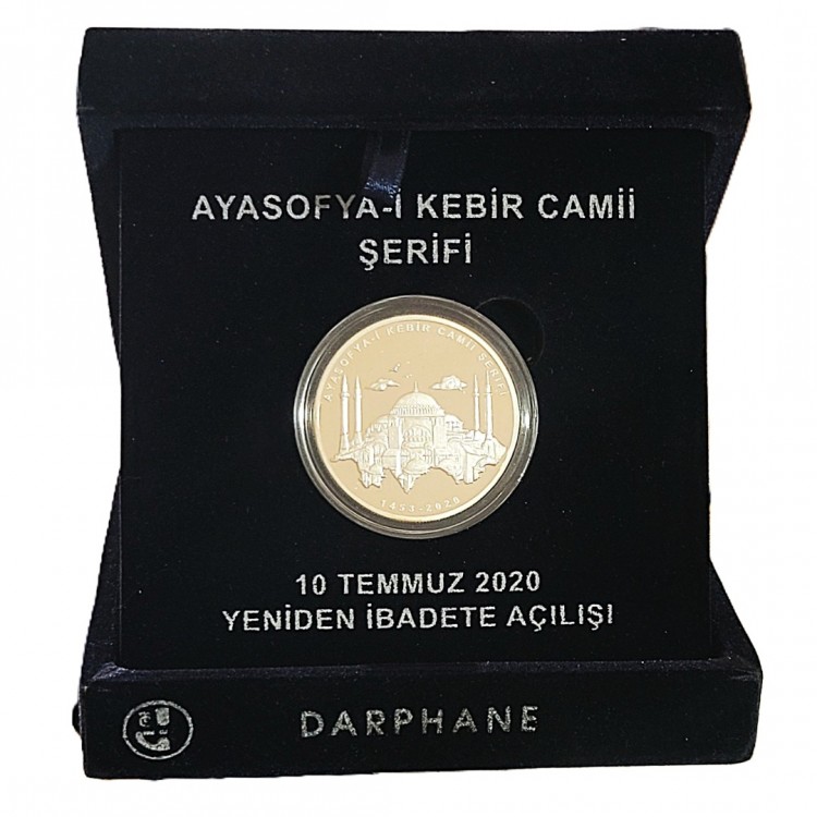 Ayasofya-i Kebir Camii Şerifi Gümüş Üzeri Altın Kaplama Kutulu ve Sertifikalı Ayasofya-i Kebir Camii Şerifi Gümüş Üzeri Altın Kaplama Kutulu ve Sertifikalı