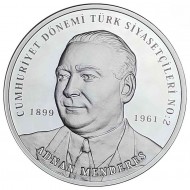 CUMHURİYET DÖNEMİ TÜRK SİYASETÇİLERİ NO:2, ADNAN MENDERES 2022,  DARPHANE HATIRA GÜMÜŞ PARA, SERTİFİKALI