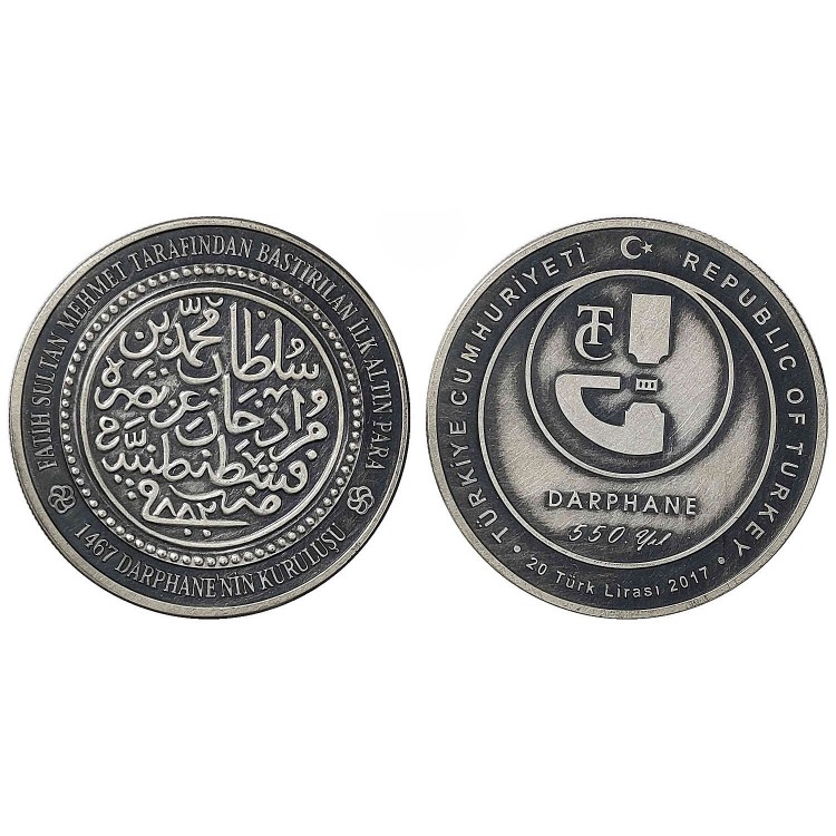 DARPHANENİN 550. KURULUŞ YILDÖNÜMÜ 2017, DARPHANE HATIRA OXİDE GÜMÜŞ PARA .SERTİFİKALI