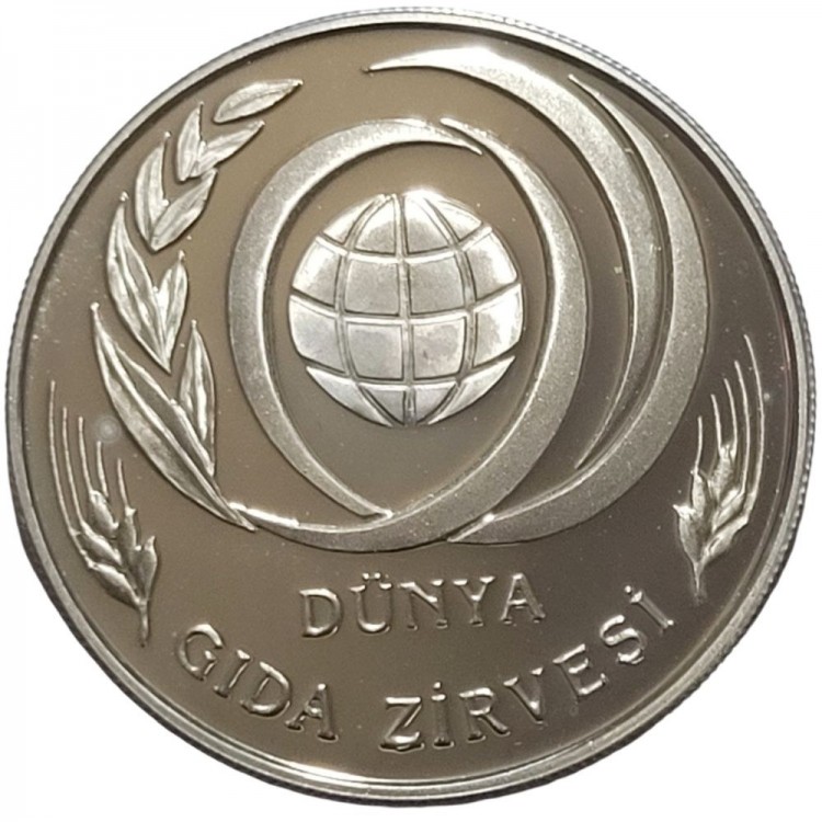 DÜNYA GIDA ZİRVESİ 1996, BAŞAK SOLDA, DARPHANE HATIRA GÜMÜŞ PARA, SERTİFİKALI