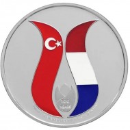 HOLLANDA İLE DOSTLUK ANTLAŞMASI'NIN 100. YIL DÖNÜMÜ, DARPHANE HATIRA GÜMÜŞ PARA .SERTİFİKALI