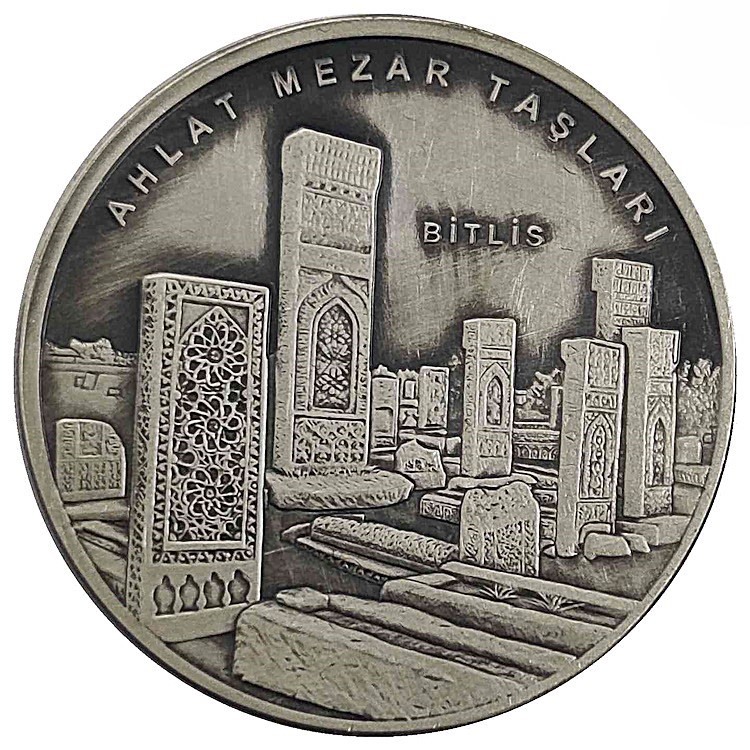 KÜLTÜR VARLIKLARI SERİS NO:9, AHLAT MEZAR TAŞLARI 2016, DARPHANE HATIRA OXİDE GÜMÜŞ PARA, SERTİFİKALI