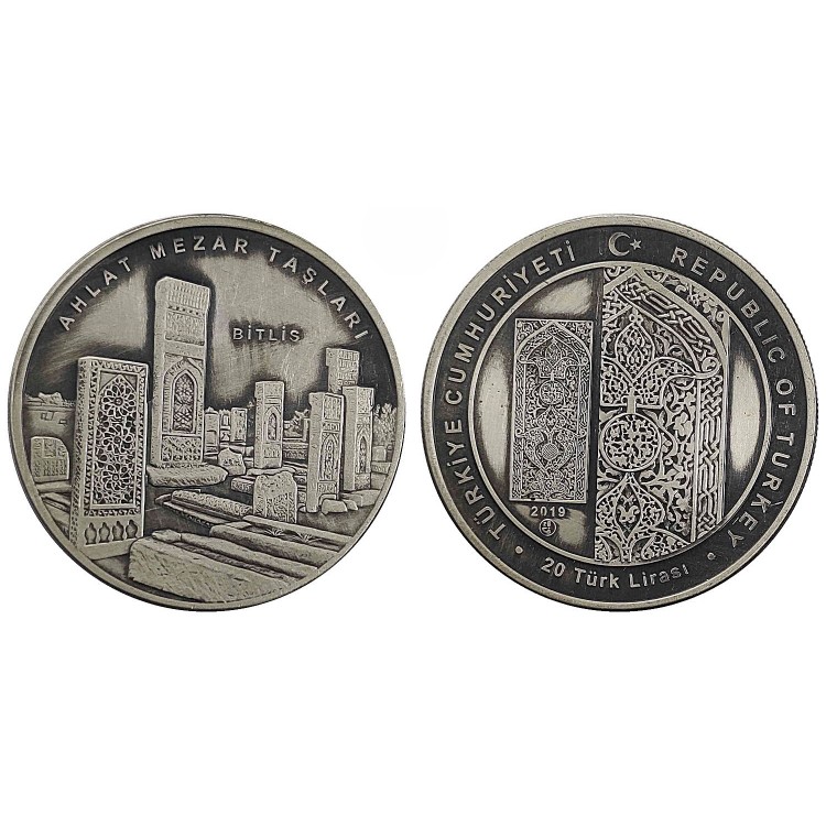KÜLTÜR VARLIKLARI SERİS NO:9, AHLAT MEZAR TAŞLARI 2016, DARPHANE HATIRA OXİDE GÜMÜŞ PARA, SERTİFİKALI