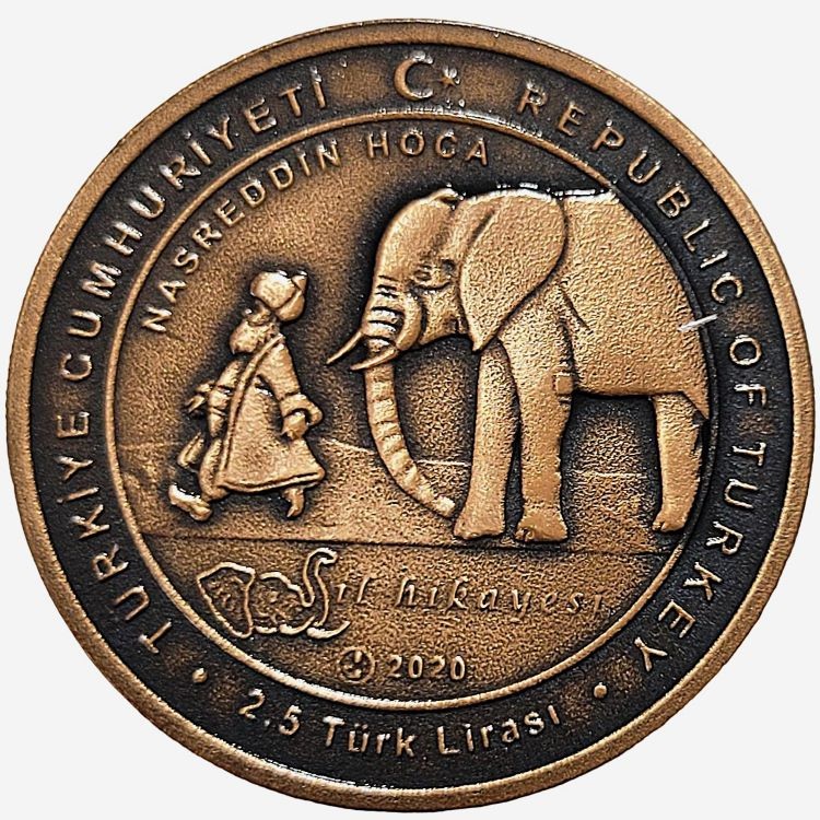 MASAL KAHRAMANLARI SERİSİ NO:6, NASREDDİN HOCA, FİL HİKAYESİ 2020, DARPHANE HATIRA BRONZ PARA, SERTİFİKALI MASAL KAHRAMANLARI SERİSİ NO:6, NASREDDİN HOCA, FİL HİKAYESİ 2020, DARPHANE HATIRA BRONZ PARA, SERTİFİKALI