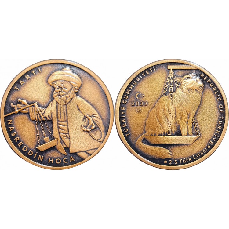 MASAL KAHRAMANLARI SERİSİ NO:8, NASREDDİN HOCA, TARTI 2024, DARPHANE HATIRA BRONZ PARA, SERTİFİKALI