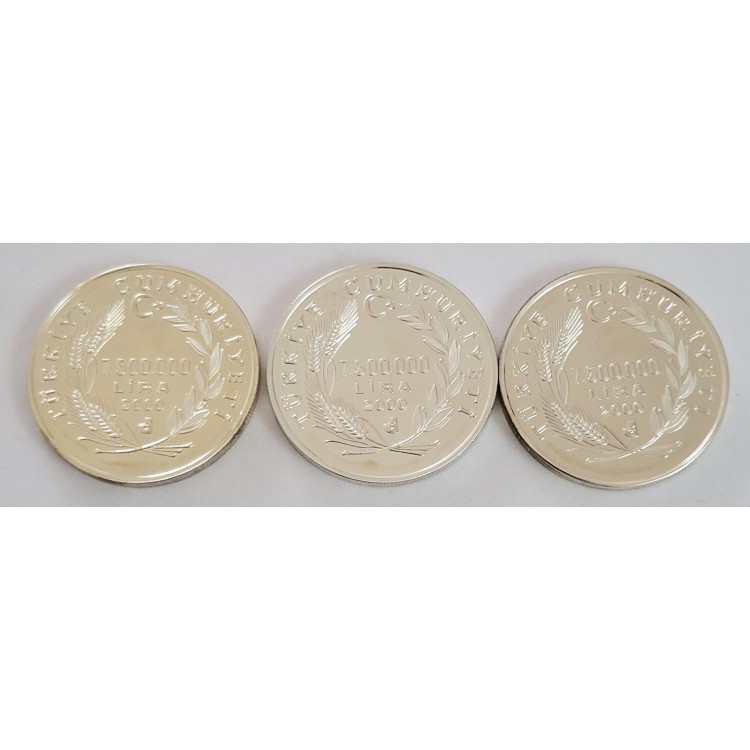 MİLENYUM SET 2000, ÜÇLÜ GÜMÜŞ SET, KARTON KUTU, SERTİFİKALI