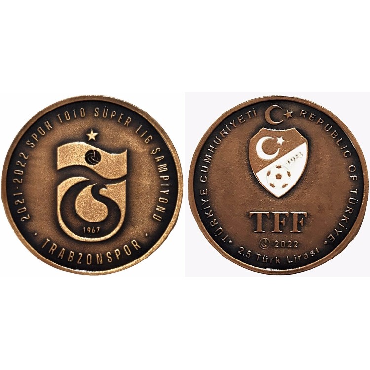 TRABZONSPOR 2021-2022 SEZONU SÜPER LİG ŞAMPİYONU 2022, DARPHANE HATIRA BRONZ PARA, SERTİFİKALI TRABZONSPOR 2021-2022 SEZONU SÜPER LİG ŞAMPİYONU 2022, DARPHANE HATIRA BRONZ PARA, SERTİFİKALI