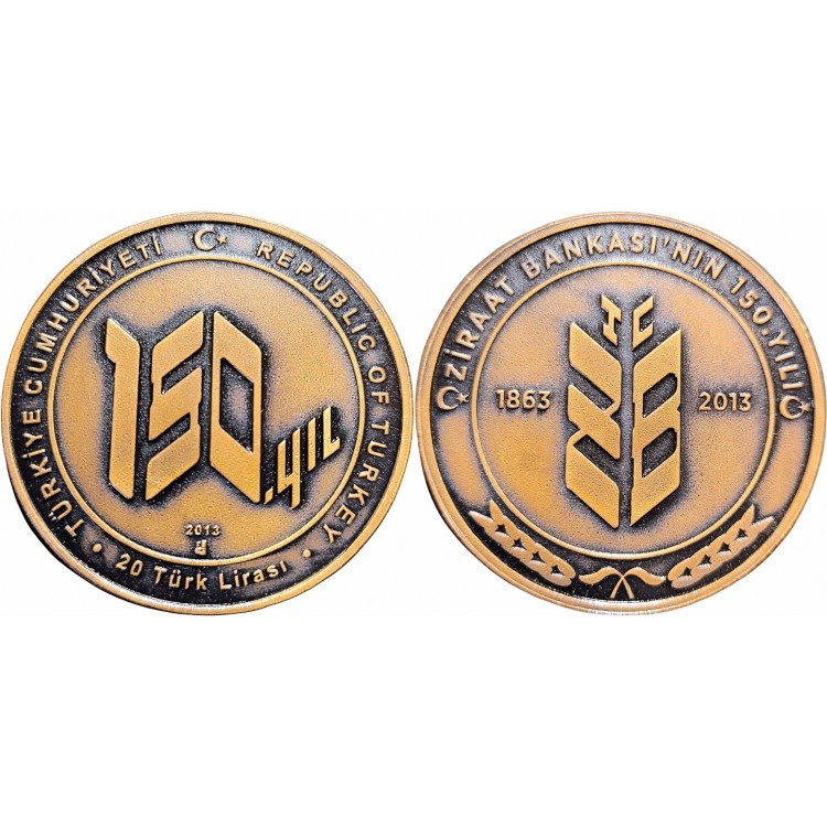 ZİRAAT BANKASI'NIN 150. YILI 2013, DARPHANE HATIRA BRONZ PARA, SERTİFİKALI ZİRAAT BANKASI'NIN 150. YILI 2013, DARPHANE HATIRA BRONZ PARA, SERTİFİKALI