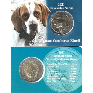 Tarsus Çatalburun Köpeği 1 Kuruş 2021, Darphane Hatıra Bimetal  Para, Özel Kitinde, Çil