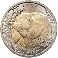 Boz Ayı 1 Türk Lirası 2011, Darphane Hatıra Bimetal Para Hayvanlar Serisi, Çil,