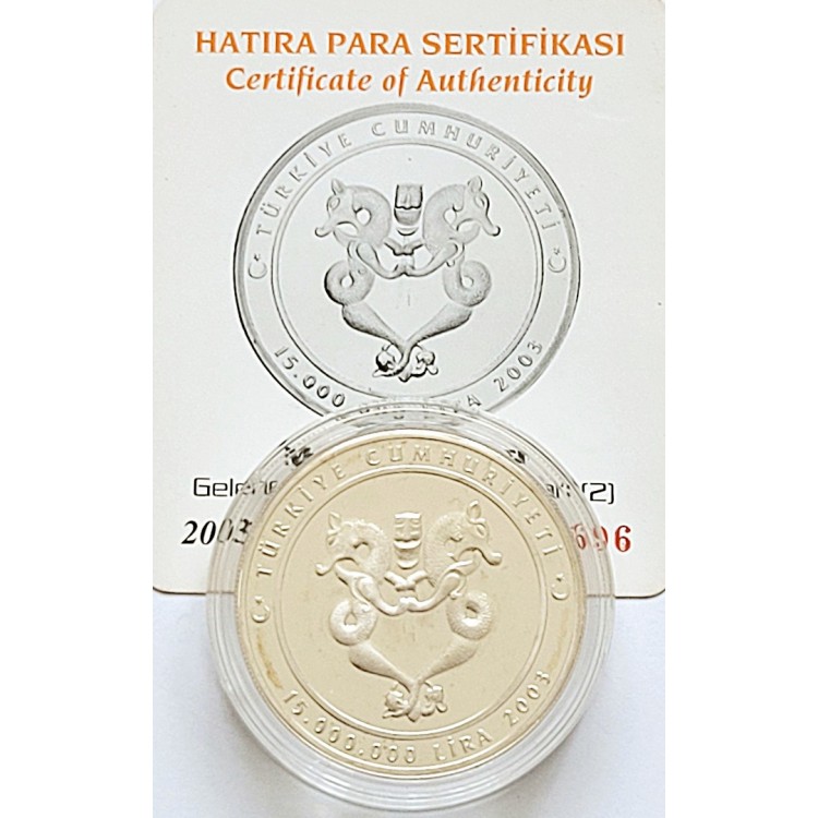 GELENEKSEL TÜRK EL SANATLARI NO:2, MADEN SANATI 2003, DARPHANE HATIRA GÜMÜŞ PARA, SERTİFİKALI GELENEKSEL TÜRK EL SANATLARI NO:2, MADEN SANATI 2003, DARPHANE HATIRA GÜMÜŞ PARA, SERTİFİKALI