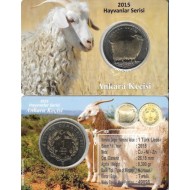 Ankara Keçisi 1 Lira 2015, Darphane Hatıra Bimetal Para, Hayvanlar Serisi, Renkli Kapamasında, Çil