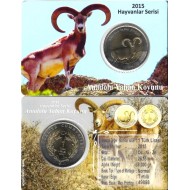 Anadolu Yaban Koyunu 1 Lira 2015, Darphane Hatıra Bimetal Para, Hayvanlar Serisi, Renkli Kapamasında