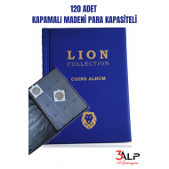 Lion 120 Gözlü KAPAMALI Madeni Para Albümü  MAVİ RENK
