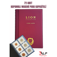 Lion 72 Gözlü KAPAMALI Madeni Para Albümü BORDO renk