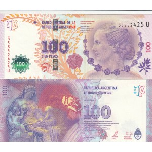 ARJANTİN 100 PESO HATIRA 2012, P#358b(3), ÇİL, ESKİ YABANCI KAĞIT PARA