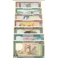 LÜBNAN 1-5-10-25-50-100-250 LİVRE,1980-1988 7'Lİ SET, YABANCI ESKİ KAĞIT PARA "ÇİL" LÜBNAN 1-5-10-25-50-100-250 LİVRE,1980-1988 7'Lİ SET, YABANCI ESKİ KAĞIT PARA "ÇİL"