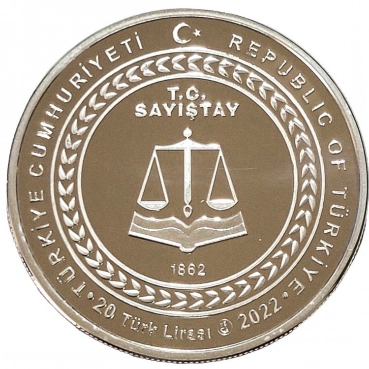 SAYIŞTAY'IN KURULUŞUNUN 160.YILI 2022, DARPHANE HATIRA GÜMÜŞ PARA, SERTİFİKALI SAYIŞTAY'IN KURULUŞUNUN 160.YILI 2022, DARPHANE HATIRA GÜMÜŞ PARA, SERTİFİKALI