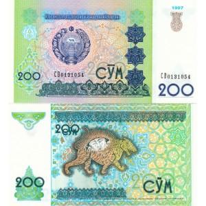 ÖZBEKİSTAN 200 SOM 1997, P#80, ÇİL, ESKİ YABANCI KAĞIT PARA