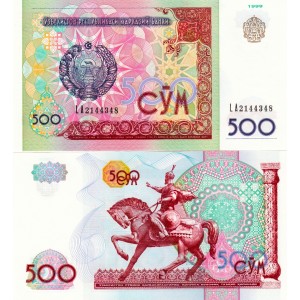 ÖZBEKİSTAN 500 SOM 1999, P#81, ÇİL, ESKİ YABANCI KAĞIT PARA