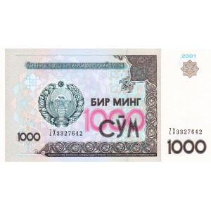 ÖZBEKİSTAN 1000 SOM 2001, P#82, ÇİL, ESKİ YABANCI KAĞIT PARA ÖZBEKİSTAN 1000 SOM 2001, P#82, ÇİL, ESKİ YABANCI KAĞIT PARA