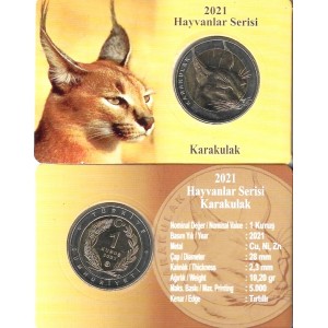  Karakulak 1 Kuruş 2021, Darphane Hatıra Bimetal Para, Özel Kitinde, Çil