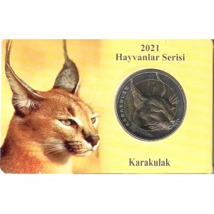  Karakulak 1 Kuruş 2021, Darphane Hatıra Bimetal Para, Özel Kitinde, Çil