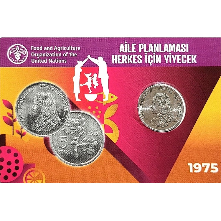 5 KURUŞ 1975, AİLE PLANLAMASI HERKES İÇİN YİYECEK FAO "ÇİL" AÇIKLAMALI KİTLİ 5 KURUŞ 1975, AİLE PLANLAMASI HERKES İÇİN YİYECEK FAO "ÇİL" AÇIKLAMALI KİTLİ