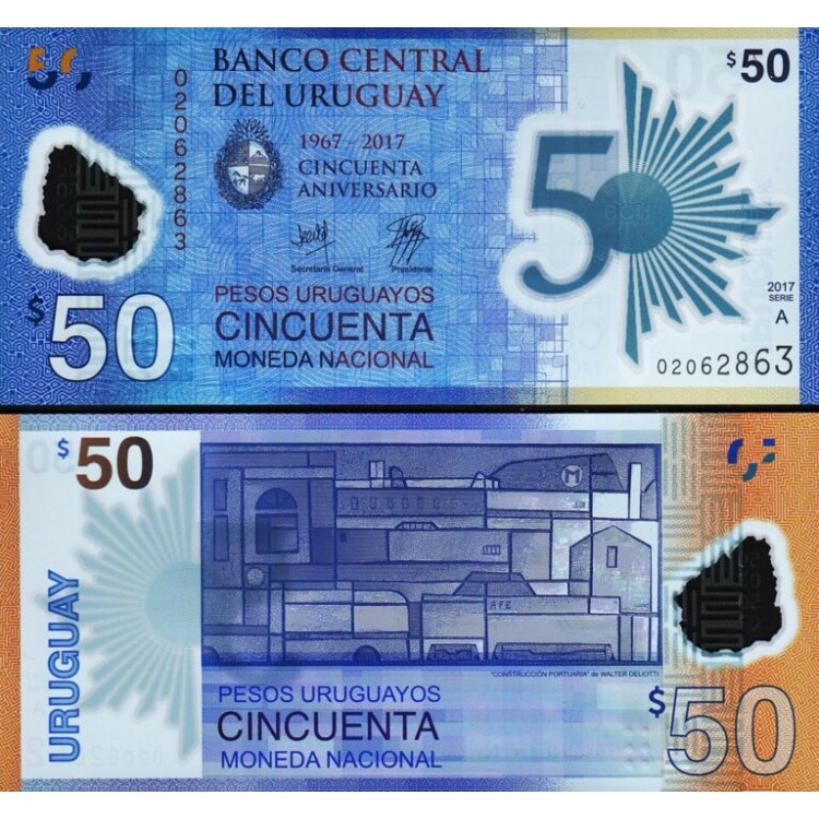 Uruguay 50 Peso 2017 P#155 Banknot