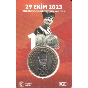 Cumhuriyet’in 100. Yılı – 5 Lira 2023 Tedavül Hatıra Para ve Kiti (ÇİL / UNC)
