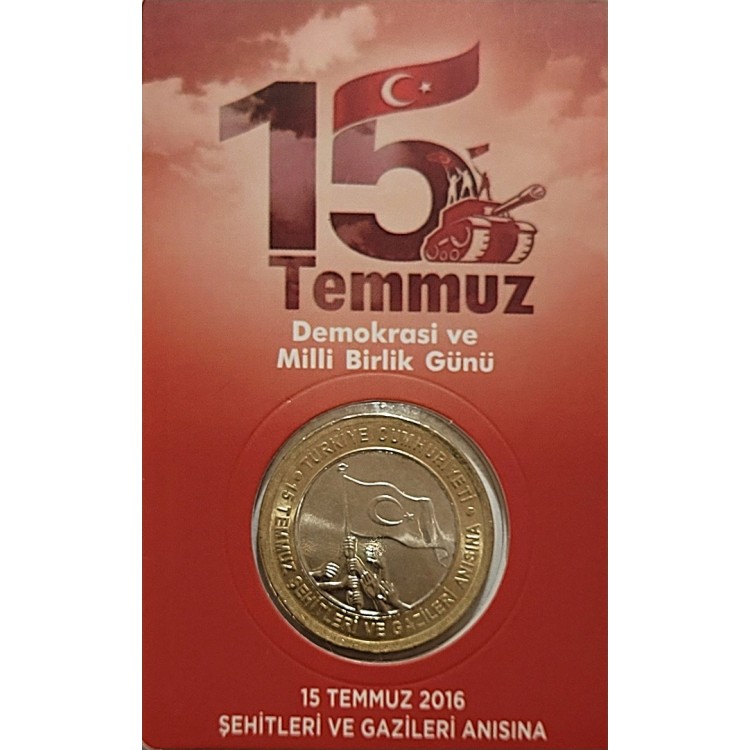 15 Temmuz 2016 Demokrasi ve Millî Birlik Günü 1 Lira hatıra para ve kiti
