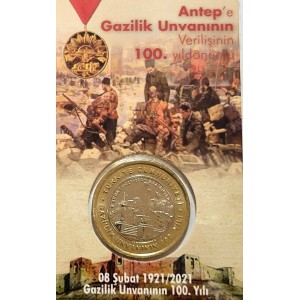 Antep’e Gazilik Unvanının Verilişinin 100. Yılı – 1 Lira 2021 Hatıra Para ve Kiti (ÇİL / UNC) Antep’e Gazilik Unvanının Verilişinin 100. Yılı – 1 Lira 2021 Hatıra Para ve Kiti (ÇİL / UNC)