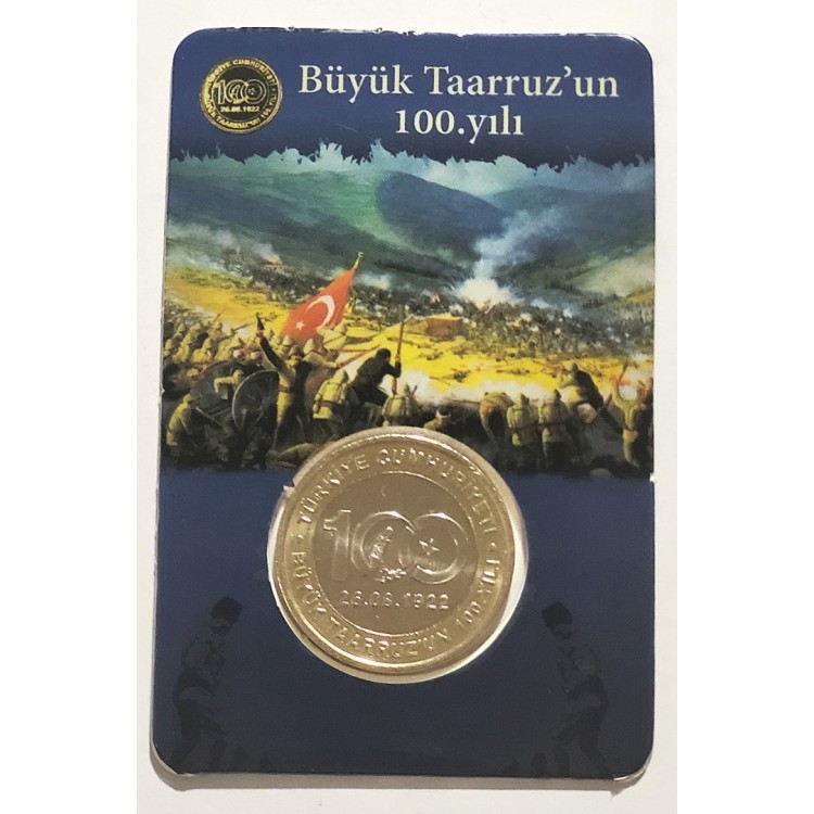 Büyük Taarruz’un 100. Yılı 1 Lira 2022 hatıra para ve kiti