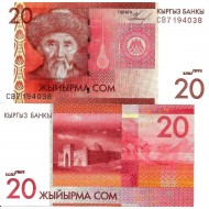 Kırgızistan 20 Som 2009 P#24a ÇİL/UNC Kağıt Para
