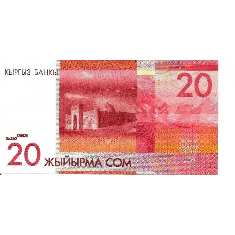 Kırgızistan 20 Som 2009 P#24a Kağıt Para