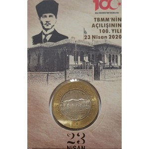 TBMM’nin Açılışının 100. Yılı – 1 Lira 2020 Tedavül Hatıra Para ve Kiti (ÇİL / UNC)