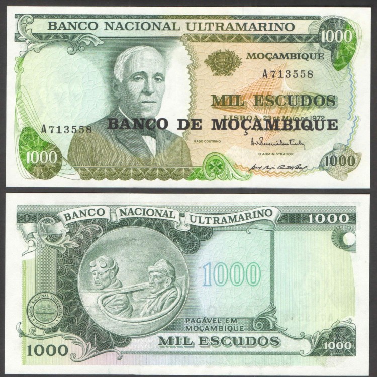MOZAMBİK 50-100-500-1000 ESCUDOS 1976, 4 Lü Set Çil, Eski Yabancı Kağıt Para