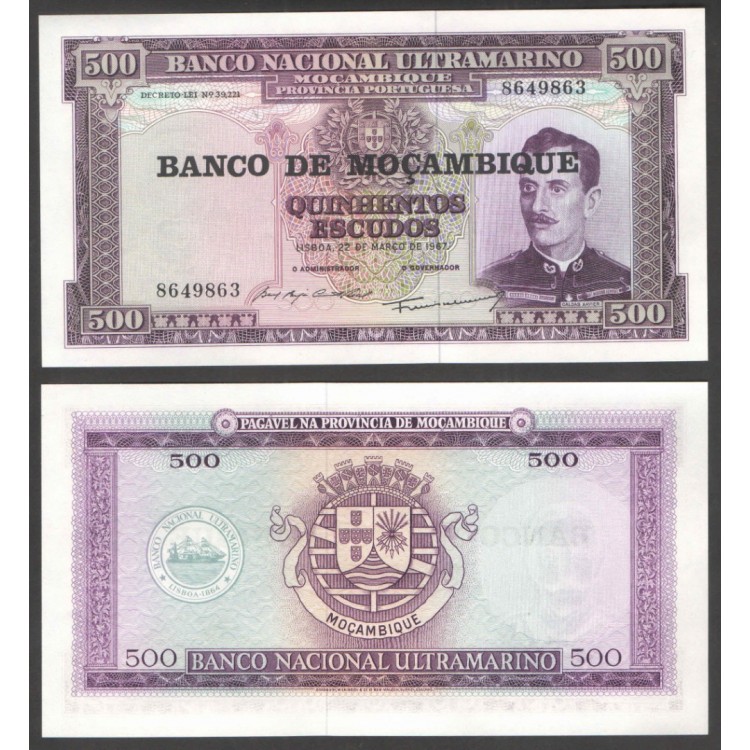 MOZAMBİK 50-100-500-1000 ESCUDOS 1976, 4 Lü Set Çil, Eski Yabancı Kağıt Para