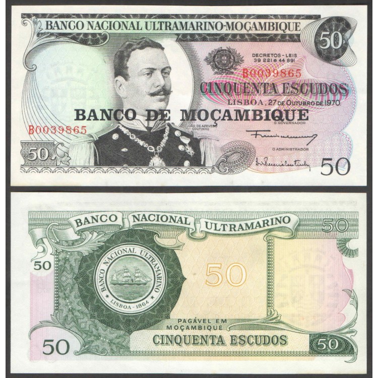 MOZAMBİK 50-100-500-1000 ESCUDOS 1976, 4 Lü Set Çil, Eski Yabancı Kağıt Para