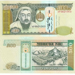 Moğolistan 500 Tuğrik 2013 P#66d ÇİL/UNC Kağıt Para