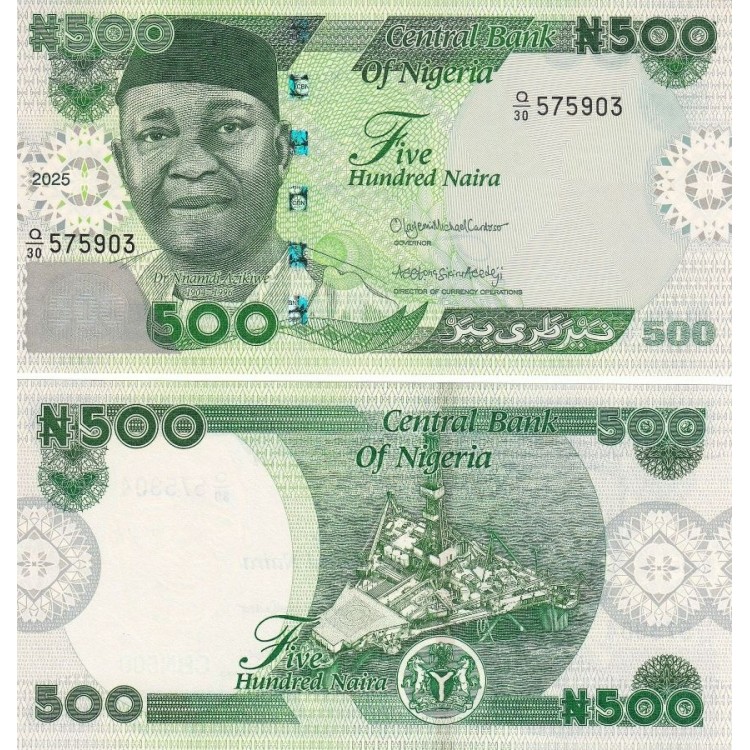 Nijerya 500 Naira 2025 (2) P#48 ÇİL/UNC kağıt para