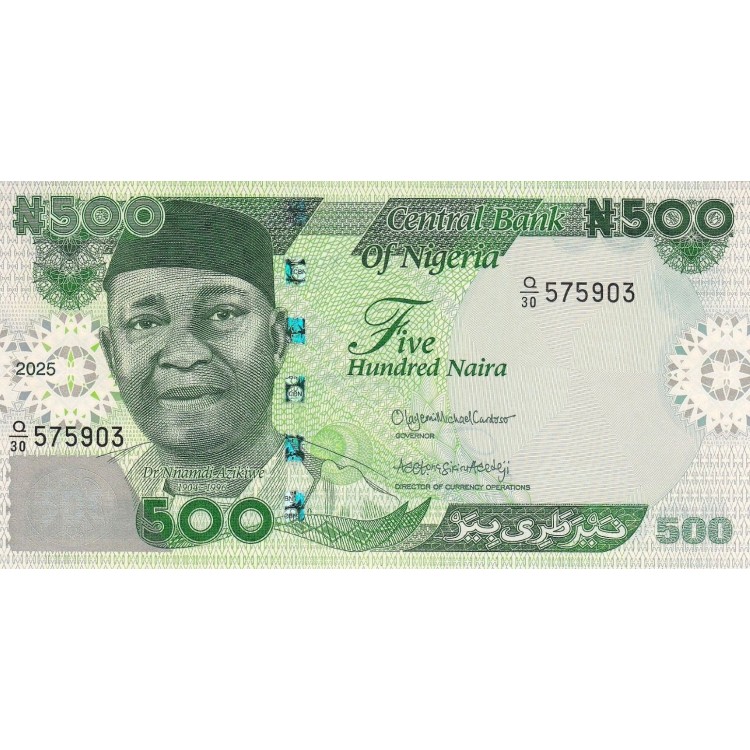 Nijerya 500 Naira 2025 (2) P#48 ÇİL/UNC kağıt para