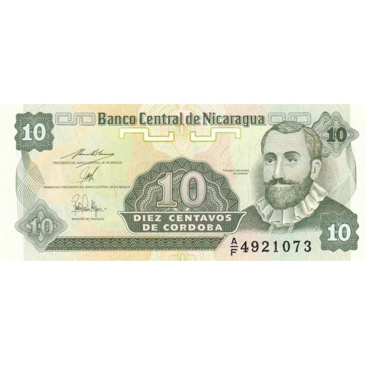 Nikaragua 10 Centavos 1991 P#169b ÇİL UNC kağıt para