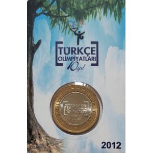 Türkçe Olimpiyatları 10. Yılı – 1 Lira 2012 Tedavül Hatıra Para ve Kiti (ÇİL / UNC)