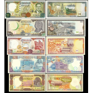 SURİYE 50-100-200-500-1000 POUND 1997-1998, 5 Lİ TAM SET, ÇİL, ESKİ YABANCI KAĞIT PARA