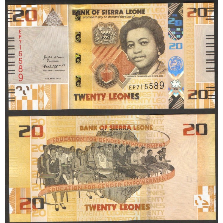 SİERRA LEONE 1-2-5-10-20 LEONES 2022, 5 Lİ TAM SET, ÇİL, ESKİ YABANCI KAĞIT PARA
